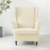 Solid Color Sloping King Back Chair Covers Elastic Polar Fleece Wing Chairs Cover with Seat Cushion Cover Furniture Protector