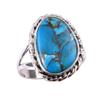 Natürlicher blauer Kupfer-Türkis-Edelstein, 925er Sterling-Silberring, S.10, q0m73