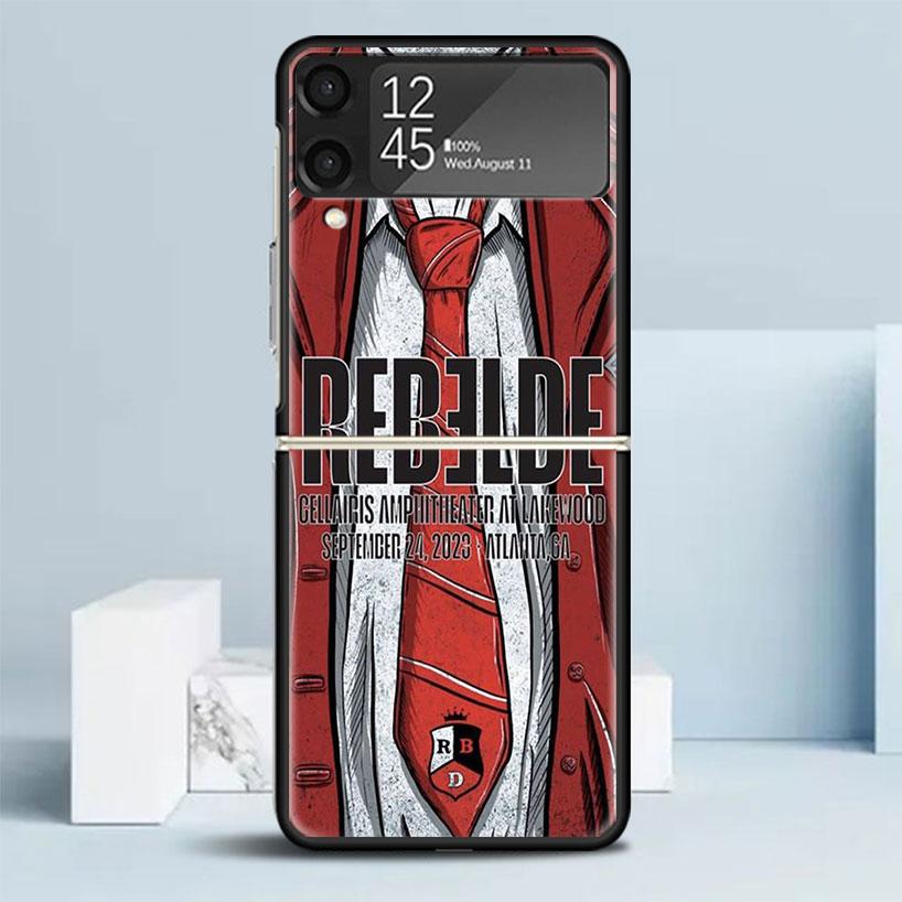 F-Fashion RBD R-Rebelde Black Cover for Samsung Galaxy Z Flip 7 6 5 4 3 5G Phone Case Flip7 Flip6 Flip5 Flip4 Flip3 Pattern Case
