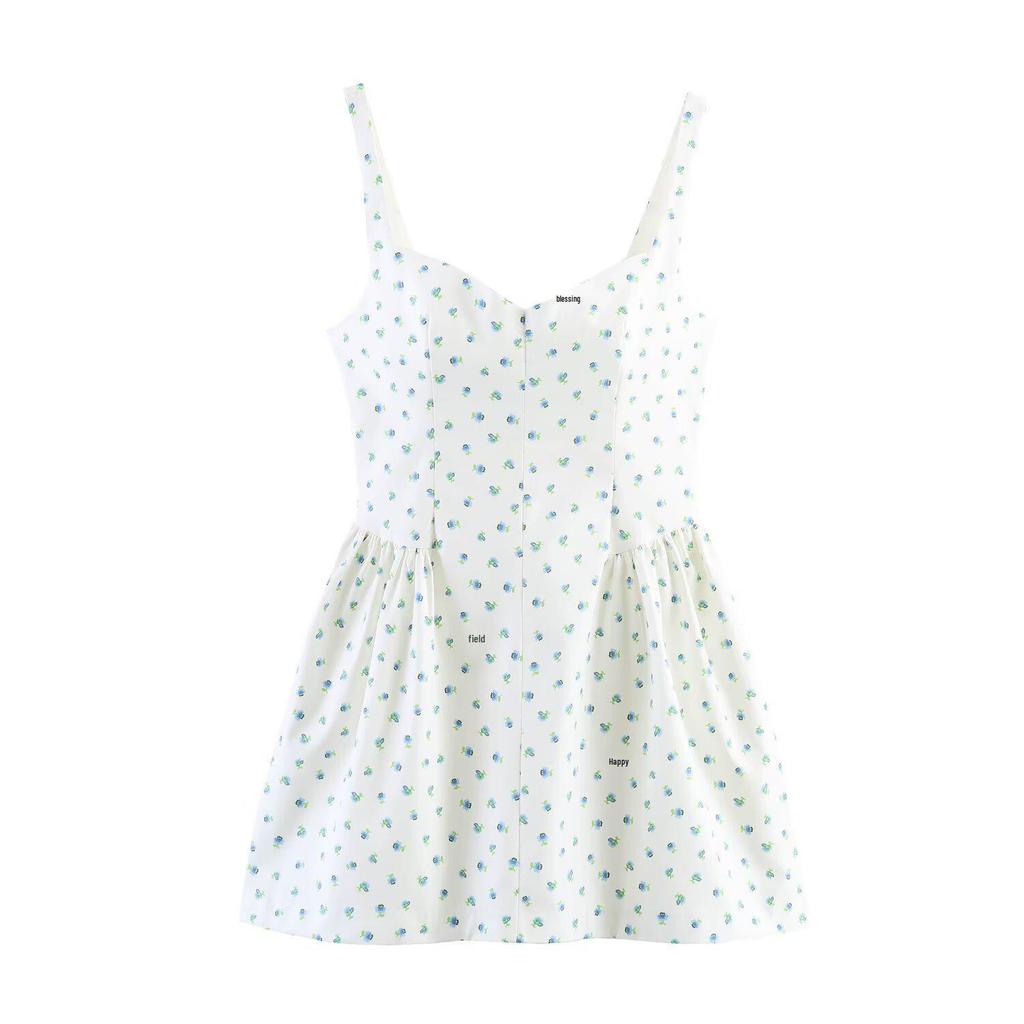 Floral Print Fluffy Camisole Mini Dress