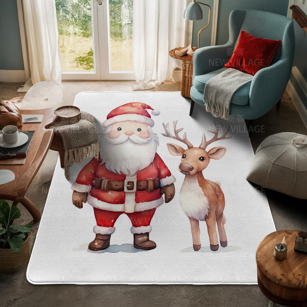House Entrance Carpet Home Door Mat Living Room Bath Foot Bathroom Non-slip Water Absorption Rugs Bath Merry Christmas Winter