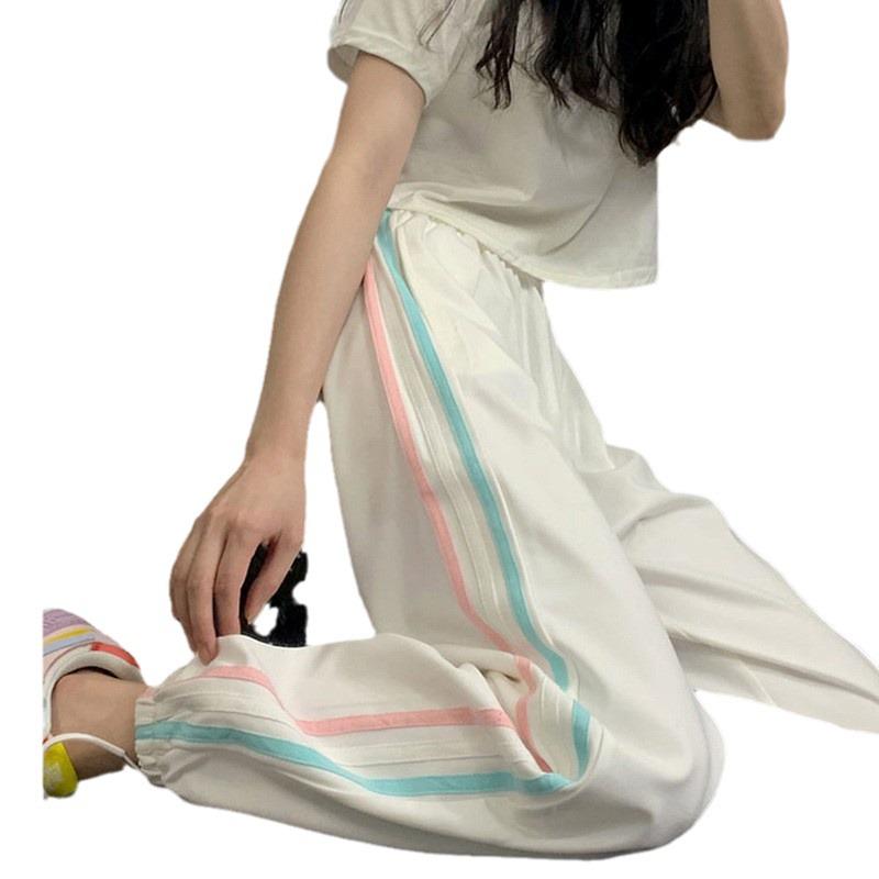 Women's Black Nine-Point Jogger Pants: Loose, Wide-Leg Design for Summer, Spring, and Autumn