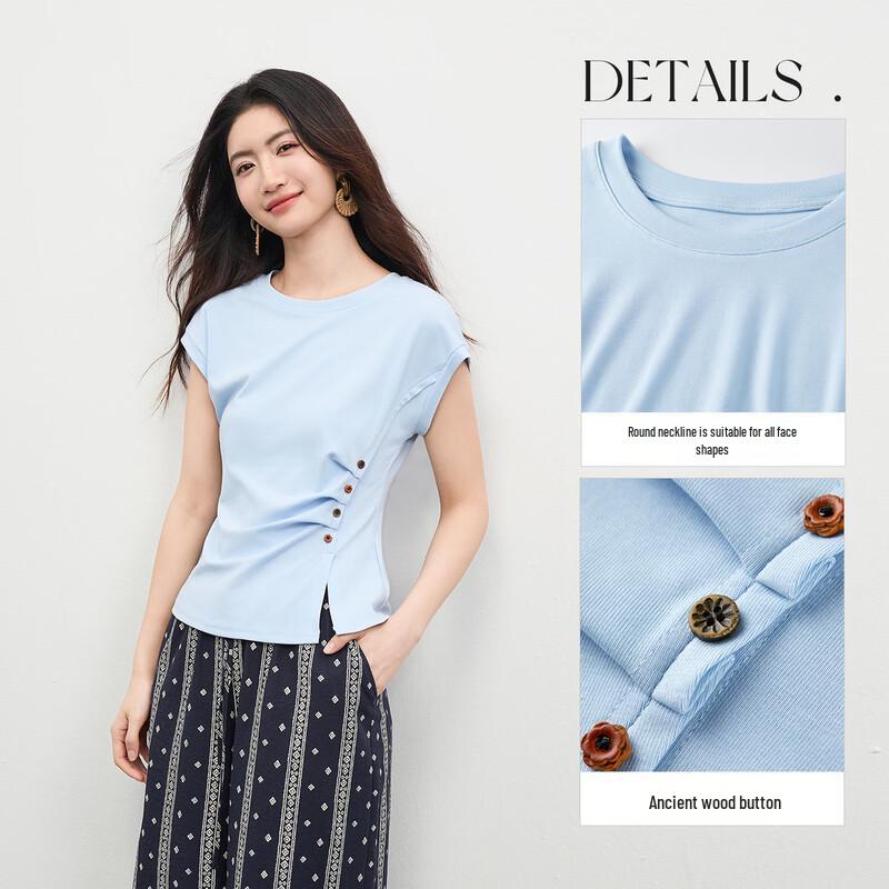 Women's Cotton Blend Round Neck Knit T-Shirt