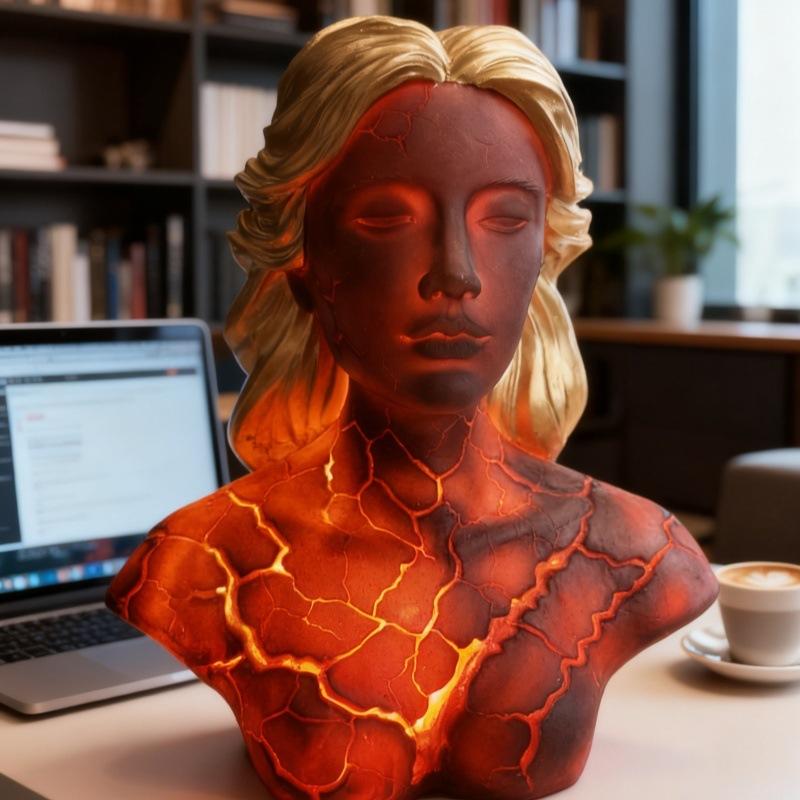 

JYL TS/196,New Blazing Maiden Figurine Cracked Soul Red Flame Girl Decorative Figurine One Size розовый лес