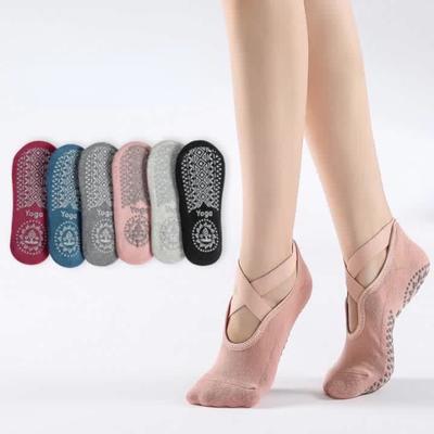 1 Pair Breathable Anti-friction Women Yoga Socks Silicone Non Slip Pilates Barre Breathable Athletic Dance Socks Slippers Women