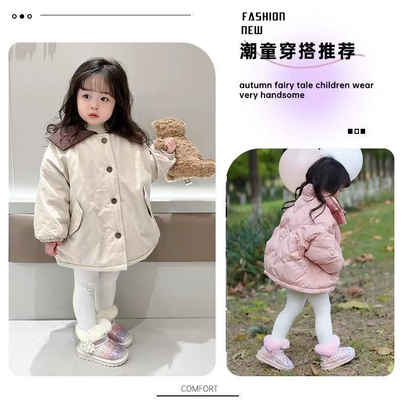 Girls snow boots children's large cotton shoes 2025 new winter piled thickened baby princess boots warm northeast