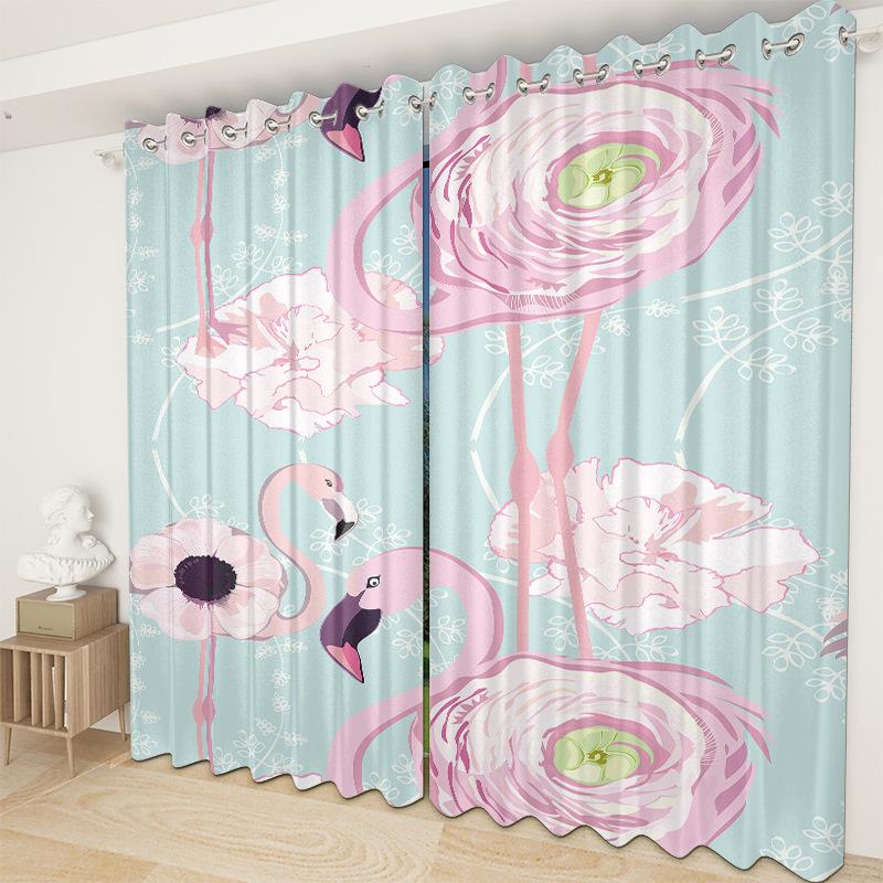 Flamingo Gardinenstoff Schlafzimmer Wohnzimmer Balkon Verdunkelungsvorhang Büro Hotel Isolationsvorhang