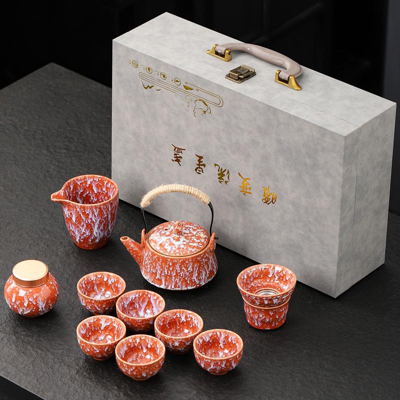 Tenmoku Glaze Kung Fu Tea Set: Teapot, Gaiwan, Jianzhan, Infuser, Gift Box