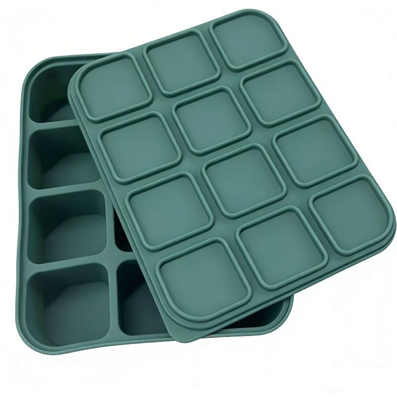 Baby Ice Cube Tray Silicone With Lids Flexible Ice Molds For Beverages,Baby Food Storage Mould, Bpa-Free