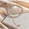 Beach Foot Accessory 4mm Cubic Zirconia Classic Tennis Bracelet, Adjustable Rhinestone Anklet Sparkling Zircon for Women, Hypoallergenic Dainty Ankle