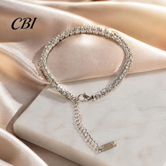 Beach Foot Accessory 4mm Cubic Zirconia Classic Tennis Bracelet, Adjustable Rhinestone Anklet Sparkling Zircon for Women, Hypoallergenic Dainty Ankle
