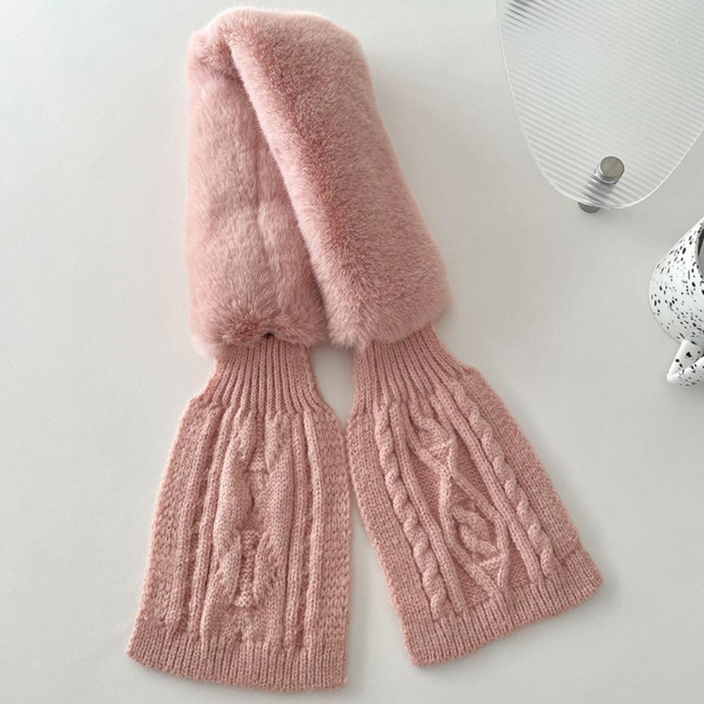Korean Style Thicken Neck Scarf Woven Fluffy Knitting Neck Shawlrf Woolen Cross Muffler Outdoor