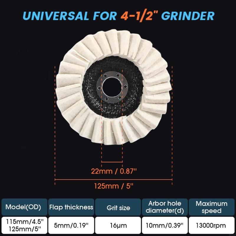 2025 New Wool Fiber Polishing 125mm Diameter Grinder Accessory for Metal