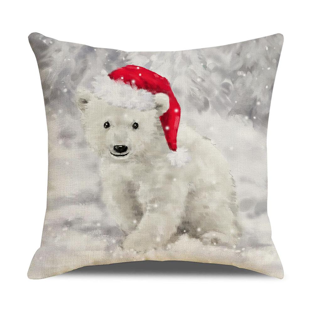 

Новая Рождественская Наволочка Акварельный Снеговик Санта Сани Подушка Лен Цифровая Печать Дом 45 * 45Cm (excluding pillow core)