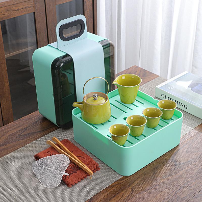 Travel Tea Set, Ge Kiln Ceramic Cooling Pot, Four Cups Portable Storage Box, Cheap Business Gifts
