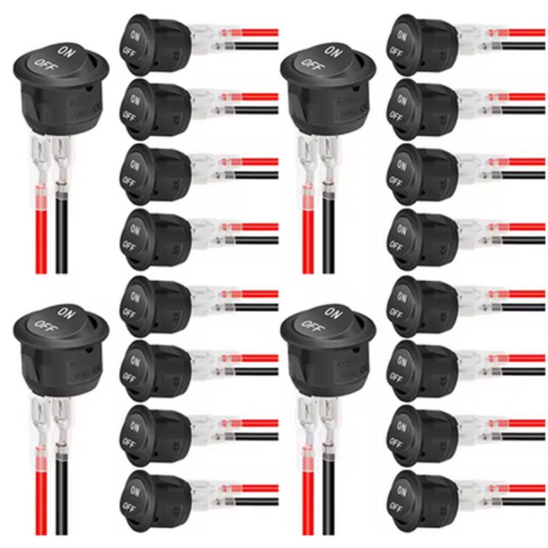 Interruptor de balancim redondo de 12 V AC 6A/250 V 10A/125 V SPST 2 pinos 2 posições interruptor de alternância liga/desliga para carro barco automotivo RV preto