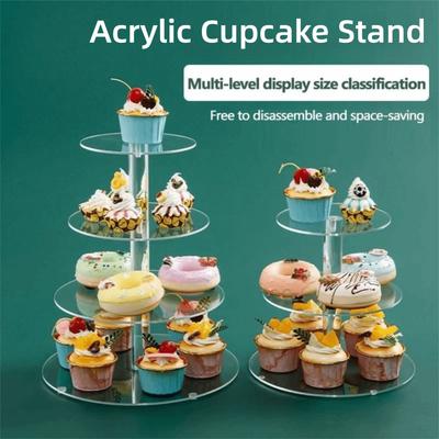 Soporte de Acrílico para Cupcakes de 3/4/5 Niveles Estante Transparente para Exhibir Pasteles Soporte para Exhibir Postres Fiesta de Cumpleaños