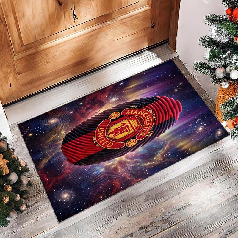 Tappeto in Flanella Stampato Manchester United Antiscivolo Morbido Poliestere Tappeto per Pavimento Tappetino Decorativo per Interni per Camera da Letto Soggiorno Divano