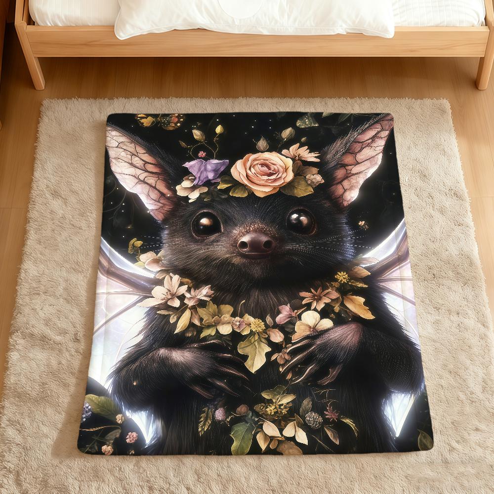 vintage dark-themed bats and flower Flannel soft warm plush blanket sofa living room pet hogar bedroom gift home Car portable