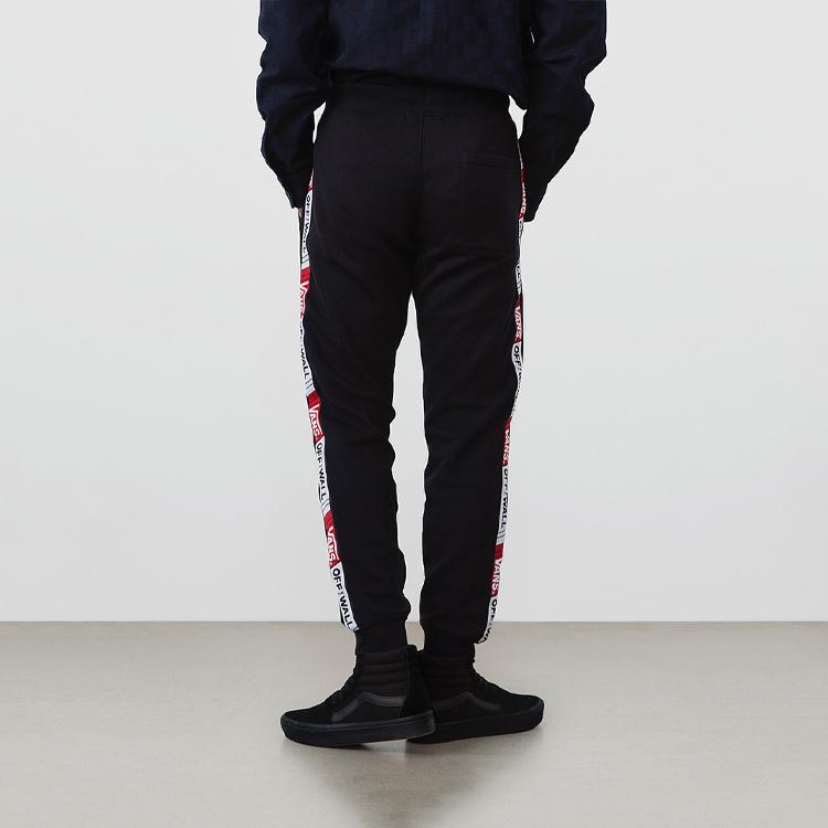 Vans Side Letter Splicing Knitted Sports Casual Pants Men Bottoms Black VN0A4USABLK