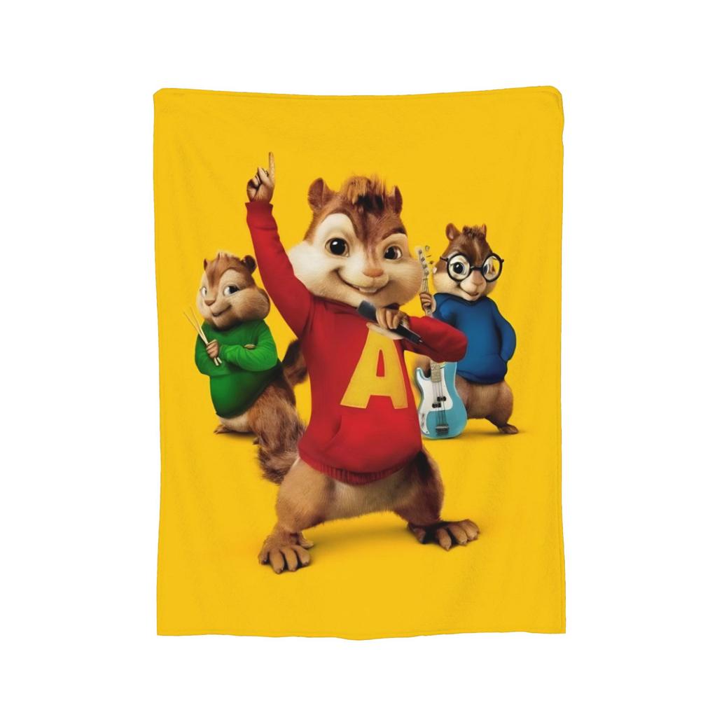 A-Alvin and the Chipmunks Knitted Blanket Coral Fleece Plush Movie Warm Throw Blanket for Bedroom Sofa Bedspread
