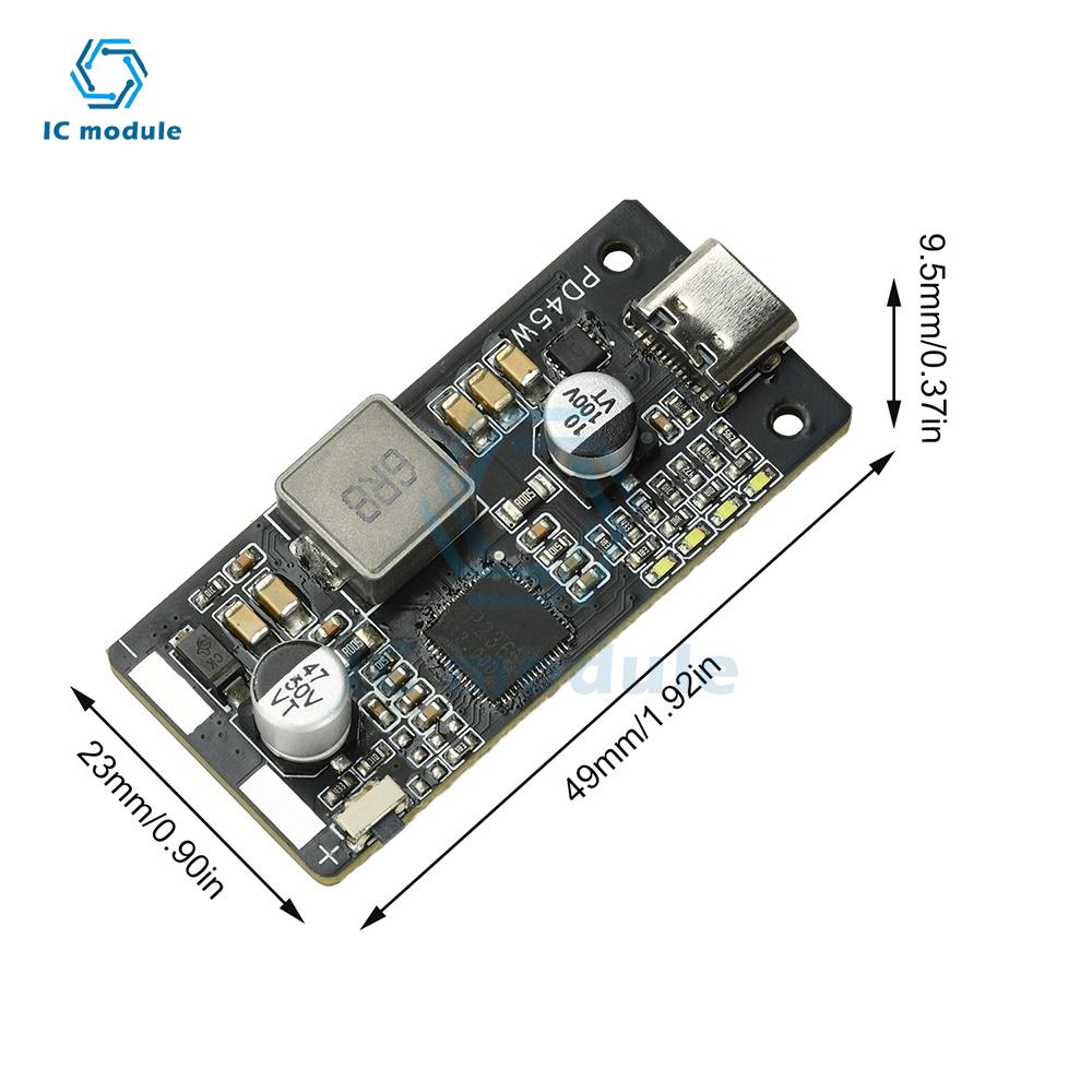 2-6S PD45W Fast Charge Discharge Module QC3.0+ Type-C Output for Li-ion/LiFePO4 Battery Universal Power Bank Board