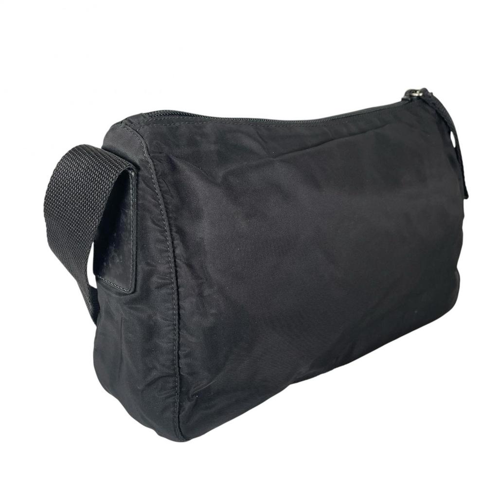 PRADA Triangular logo Shoulder Bag black Women used