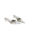 Spring And Autumn Light Baotou Women'S Shoes Silver Bow Ornament Pointed Cat Heel Dew And Muller Sandals