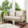 Metallketten-Schaukelstuhl mit Sitz- und Rückenpolstern Rattan-Geflecht Doppelsitze Waschbar Garten-Hänge-Schaukel-Lounge Zuhause