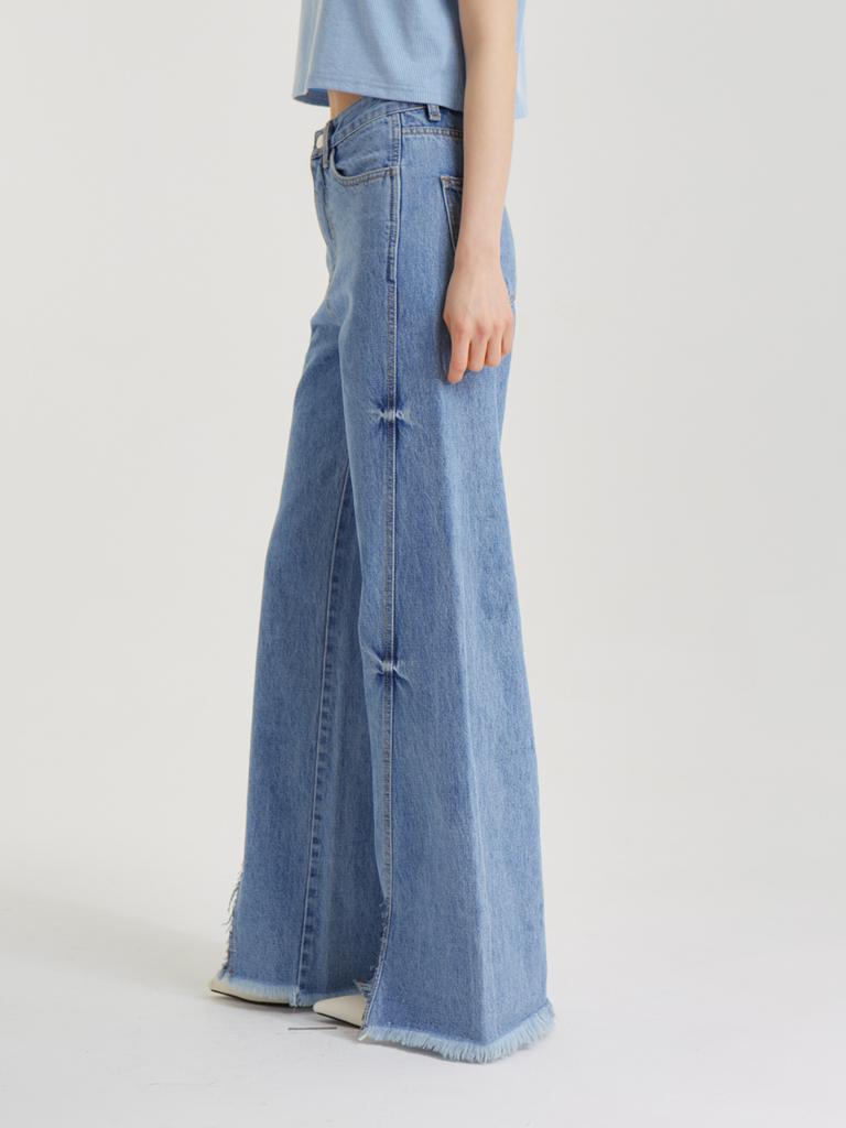 UNKNOWN PLANET Line Slit Denim Pants Blue