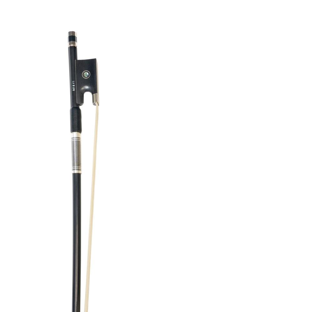 MIVI Music NB-720 Classic Carbon Fiber Violin Bow Size 1/8 Ebony Frog Octagonal Silver Mount Well-Balanced Lightweight Mongolian Horsehair