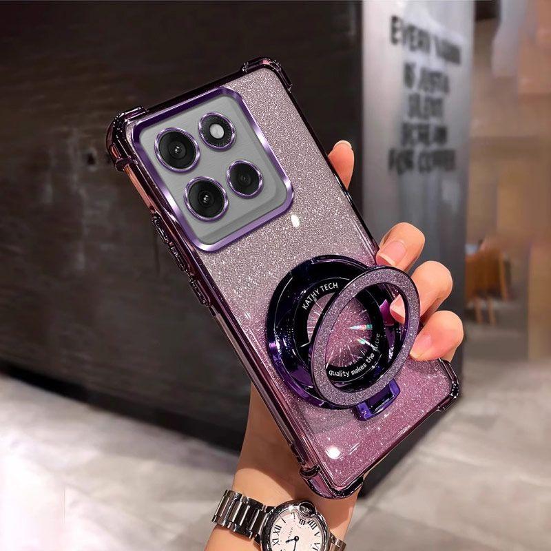 Funda de Lujo con Purpurina de Cuatro Esquinas para Motorola Signature Moto Edge 70 Ultra 60 Fusion 50 Pro G87 G77 G67 G86 Power Funda Resistente a los Golpes