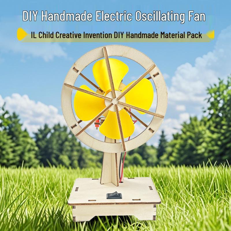 Children s DIY Wooden Toy: Creative Handmade Shaking Head Electric Fan Kit