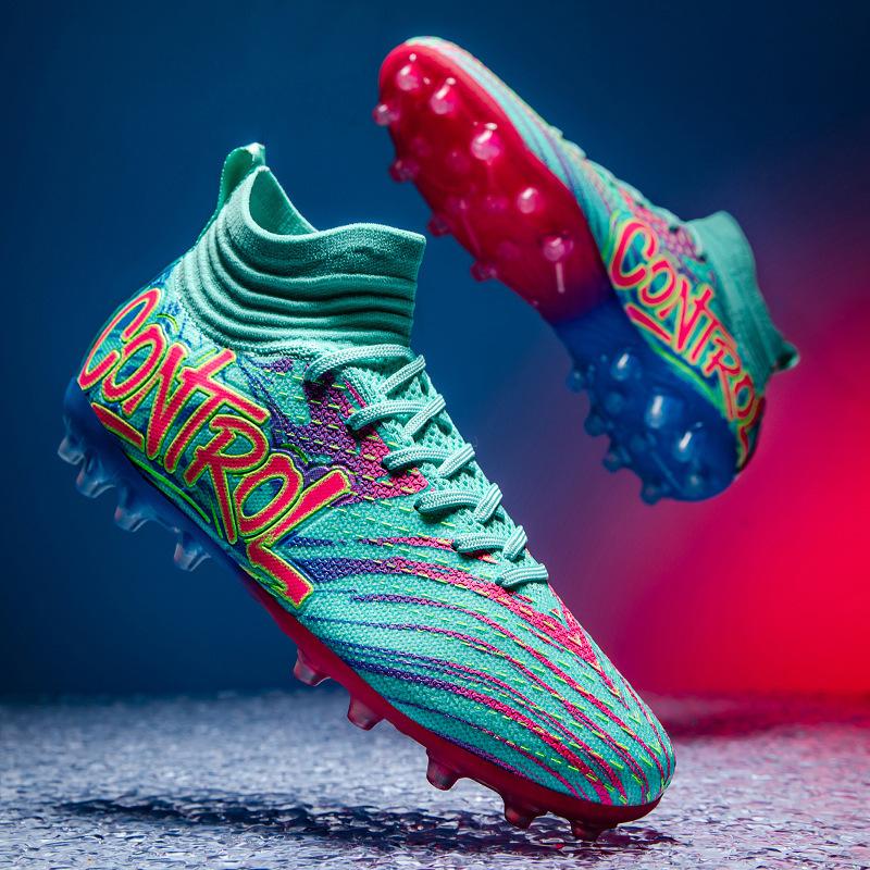 Autumn Control Football Shoes Boys and Girls Student Competition High Top Spikes Grass Training Shoes