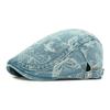 Denim Beret Women's British Vintage Forward Hat Sunscreen Sun Hat Jacquard Butterfly Cap
