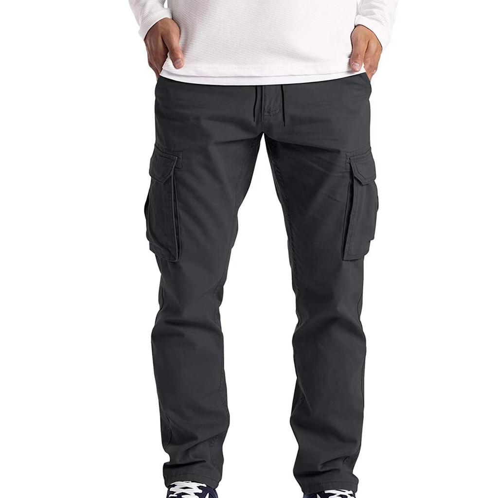 Pantaloni casual da lavoro con lacci e corda in cotone per ragazzi, larghi e dritti, da uomo, primavera e autunno, nuovi, di grandi dimensioni