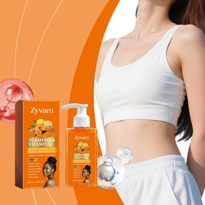Zyvarn Turmeric & Vitamin C Moisturizing Exfoliating Body Wash, Rich Foam, Easy To Rinse, Refreshing and Naturally Fragrant
