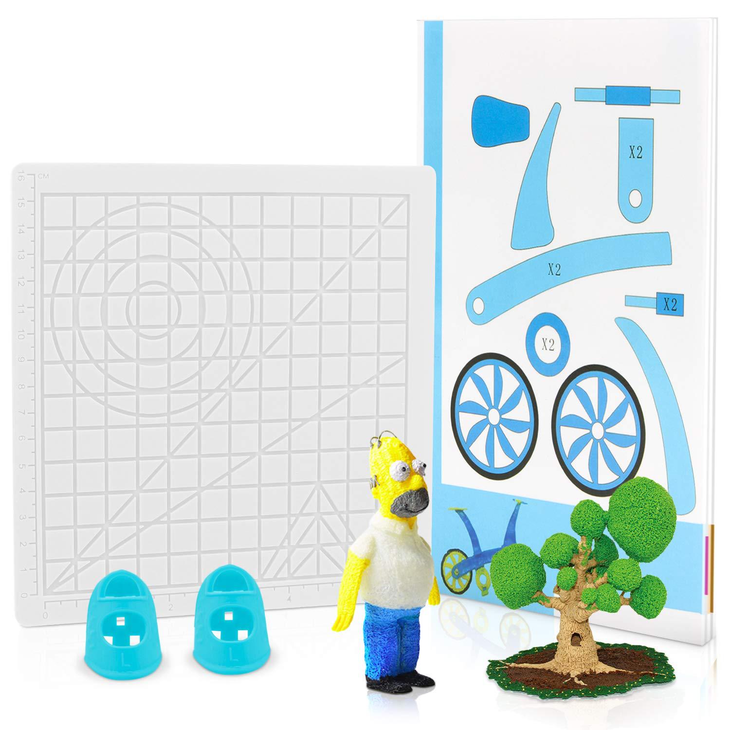 

3D Printing Pen Silicone Design Mat with Heat-Resistant Finger Cots - Creative DIY Drawing Template Gift прозрачный белый