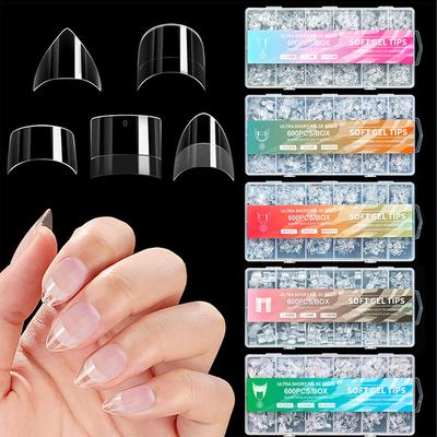 Pack Of 600 Short Half Cover Nail Tips False Nail Manicure Nail Art Decors For Beginners And Professional Salon Use