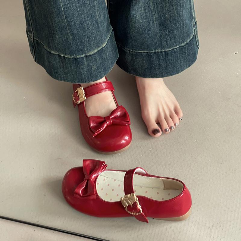 Fashion slope heel small leather shoes round head bag head single shoes women's summer French skirt fairy style versatile Mary Jane shoes tide