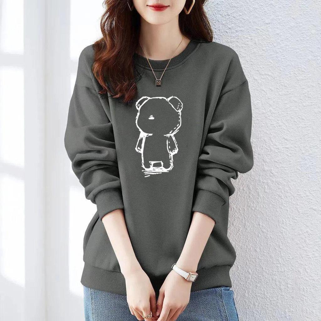 Brand Counter Women's 100% Cotton Fleece-Lined Sweatshirt - New Autumn/Winter Loose, Thickened Jacket, Trendy Minimalist Style.