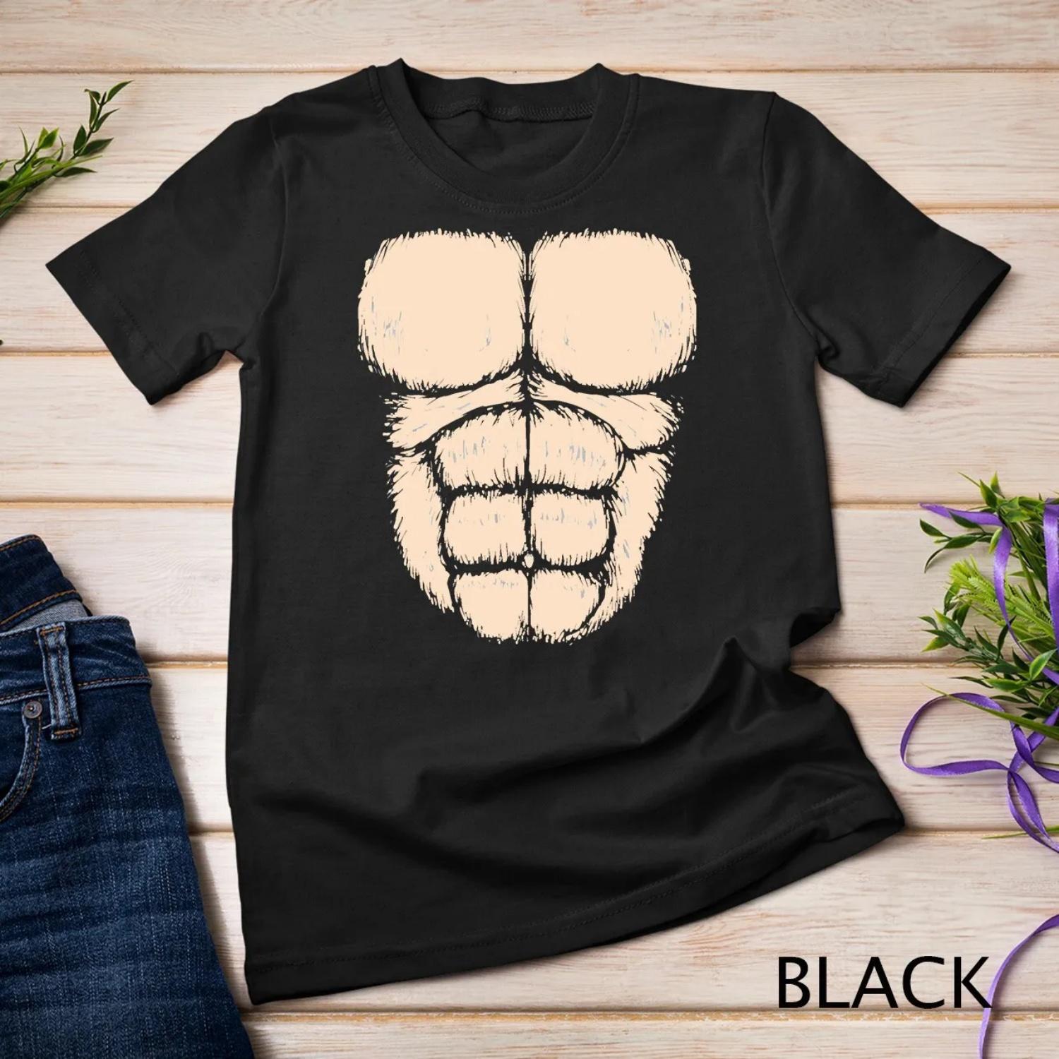 Halloween Funny Gorilla Monkey Belly Chest Costume T Shirt S