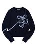 KIRSH Plain Ribbon Cherry Knit [Navy]