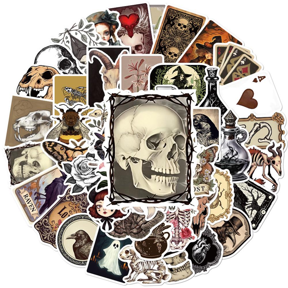 10/30/50pcs Retro Style Skull Cartoon Graffiti Stickers Gothic Waterproof DIY Laptop Luggage Scrapbook Cool DecoratiON Sticker