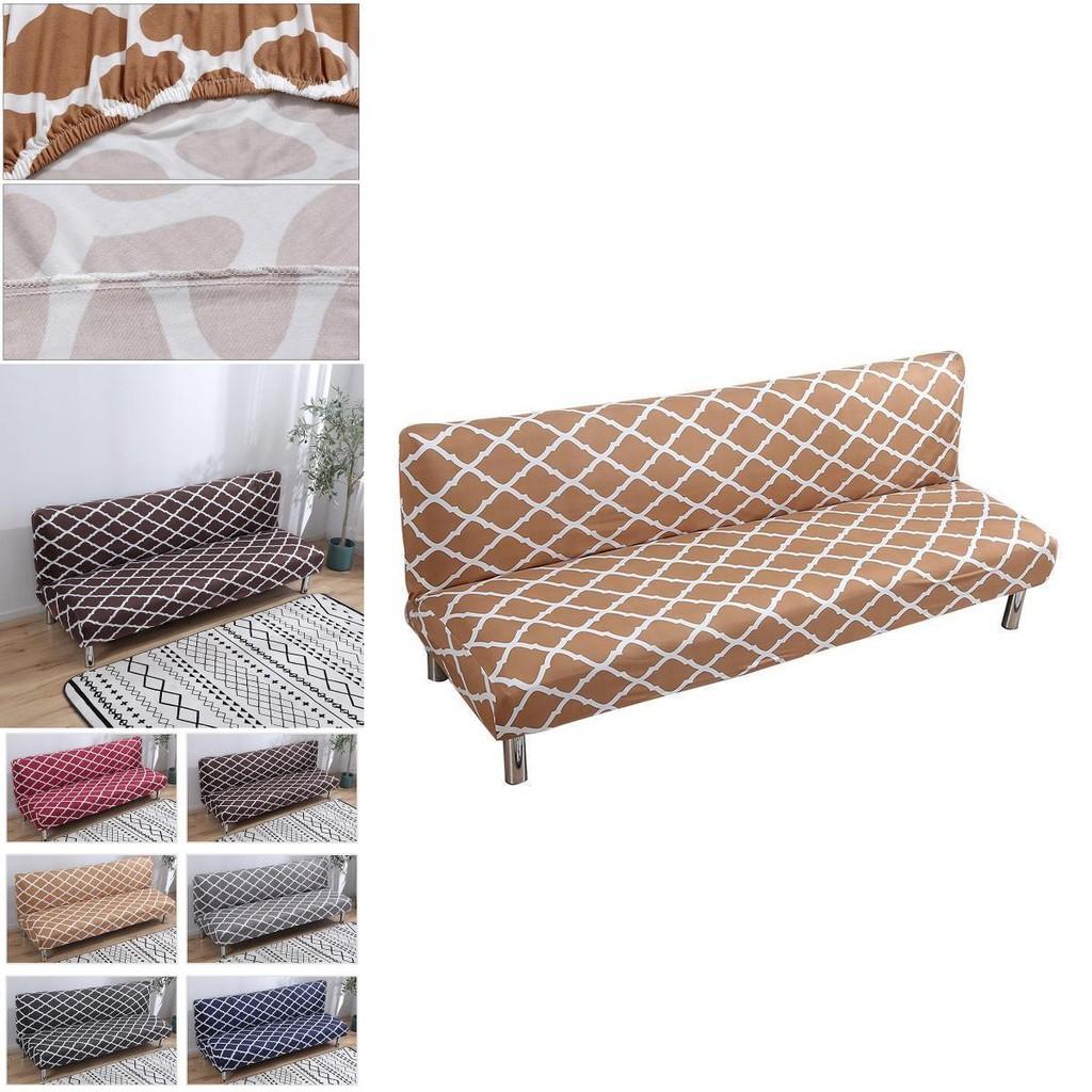 Elegant Soft Stretch Geometry Sofa Bed Cover For Full Folding Armless Furniture