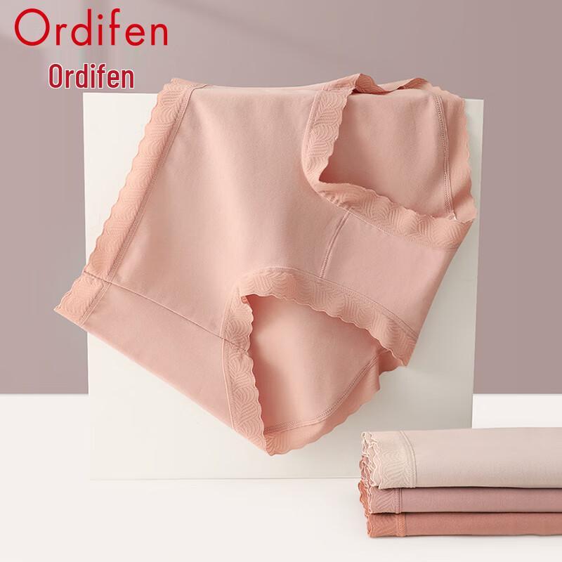 Ordifen Women's 3-Pack Pure Cotton Seamless Lace Mid-Waist Panties
