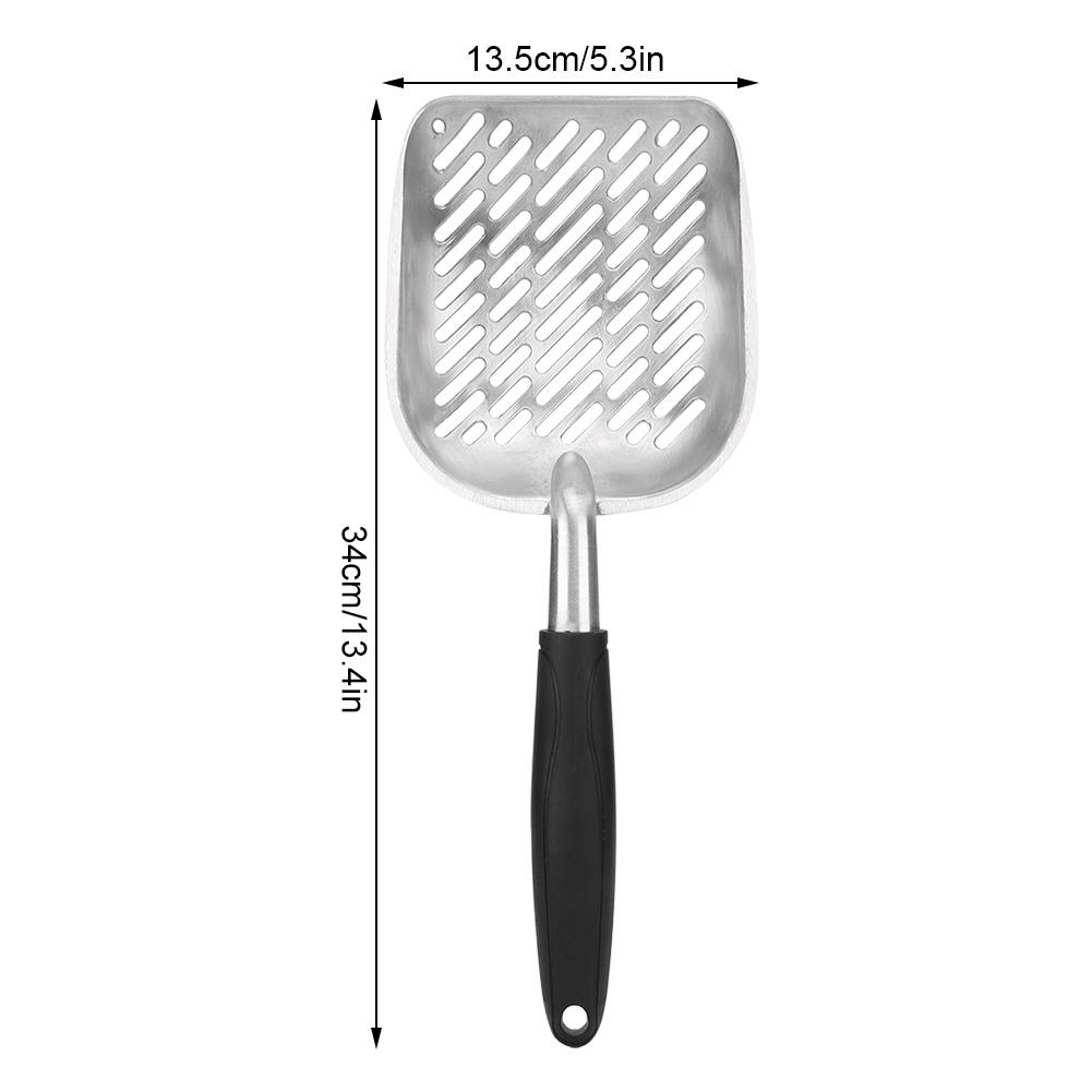 Aluminum Alloy Pet Cat Litter Scoop Sifter Shovel Hollow Dog Puppy Waste Holder(Black)
