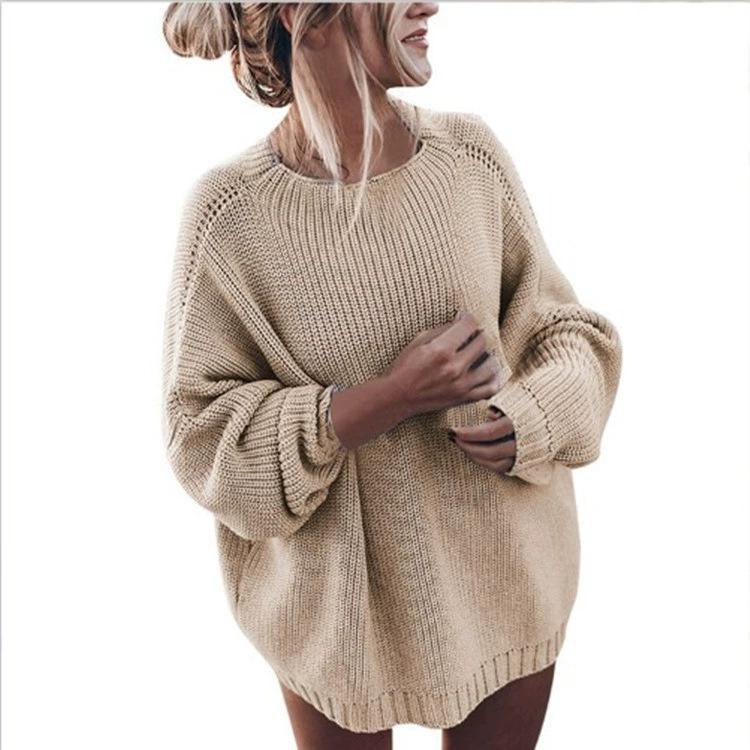 New Batwing Sleeve Sweater Asian Fashion Knitted Cable Loose Large Size Sweater for Women