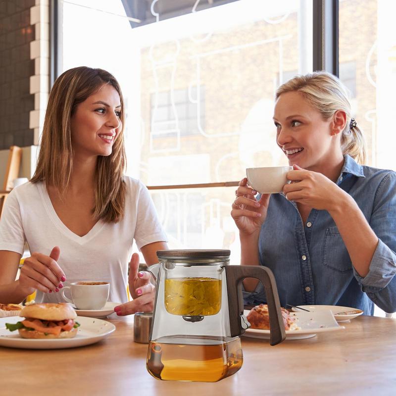 Glass Teapot With Infuser Glass Kettle With Strainer Multifunctional Glass Filter Tea Set With Wooden Handle Magnetic Tea Brewer
