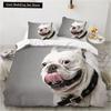 Cartoon Bulldog King Queen Duvet Cover Shar Pei Pup Dog Bedding Set Lovely Pet Puppy Doggy Quilt Cover Polyester Comforter Cover